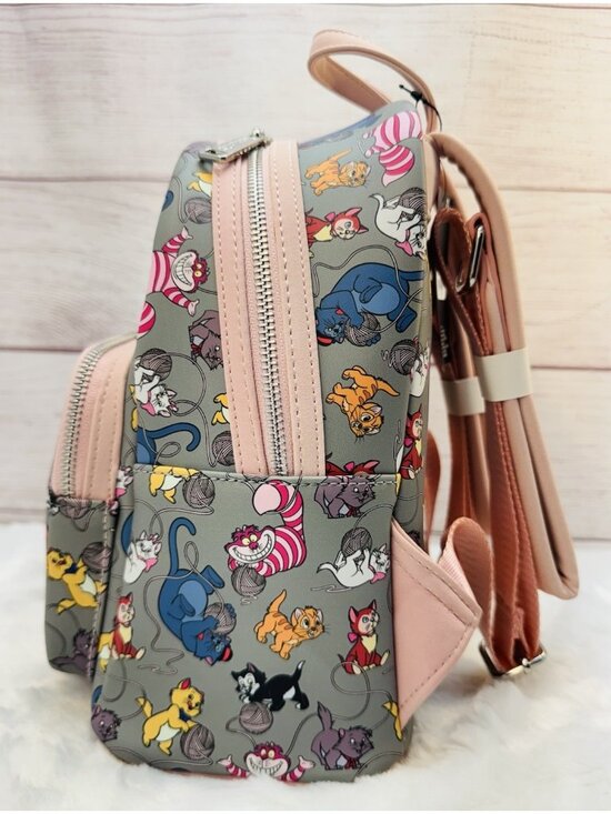 Loungefly Disney Cats Yarn Marie Allover Gray Mini Backpack NWT main image 5
